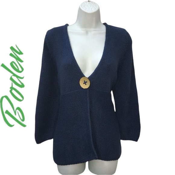 Boden Tops - BODEN 100% COTTON Knit One Button Blue Cardigan REGATTA - Women’s US 16